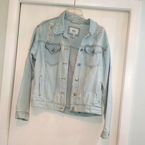 Forever 21 Light Wash Jean Jacket  stylish rips